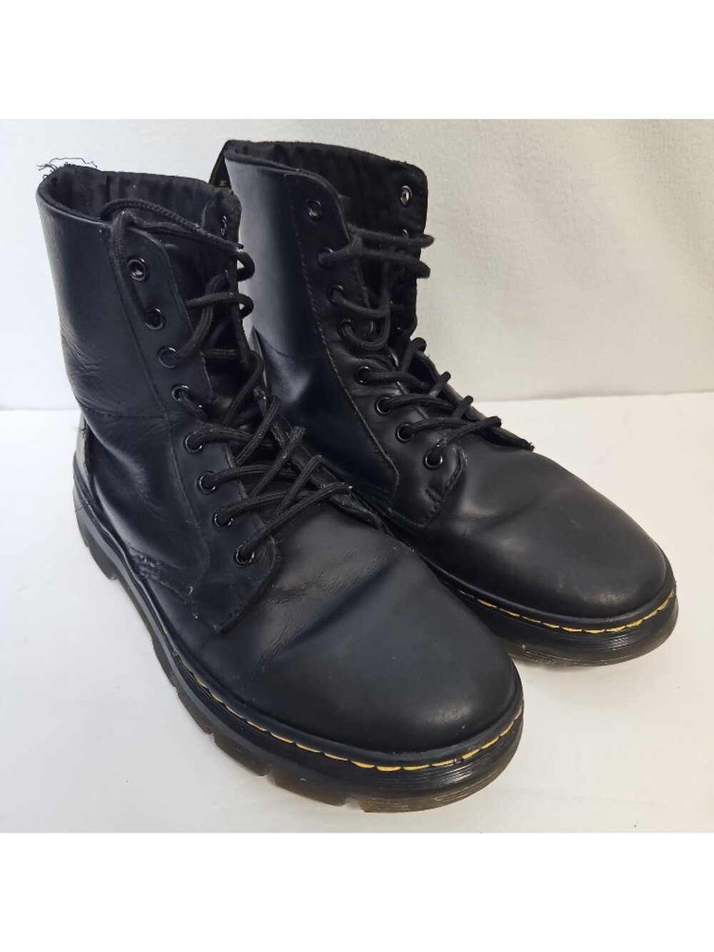 Doc Dr Martens LA004 Combs Leather Combat Boots Sz 9 Men, 10 Women Black READ